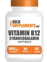 BulkSupplements.com Vitamina B12 Softgels - Vitamina B12 Suplemento, como Cyanocobalamin - Gluten Free, 1 Softgel por Serving (1000mcg), 60 Cuenta (Pack of 1)