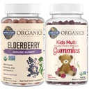 Garden of Life Organics Kids Immune Bundle – Elderberry Immune Support Gummies (120 Conde) + Certified Organic Kids Multivitamin Gummies, Non-GMO, Gluten Free, Cherry (120 Conde)