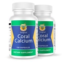 Calcio de Coral Set de 2 frascos con 100 capsulas CADA uno. Reforzado con Vitamina D y Magnesio. Combate: Cansancio, Dolor de huesos, insomnio, Calambres, Artritis. 100% Natural.