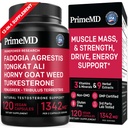 PrimeMD 12-en-1 Fadogia Agrestis y Tongkat Ali - Suplemento de testosterona para Hombres con Turkesterone - HornyGoatWeed for General Well-Being with 1342mg Por Serving (120 Capsules) (Pack of 1)