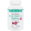 ML Naturals Triple Strength Milk Thistle 2000 mg (High Dosage & Potency Silymarin 192 mg por Serving), 120 cápsulas vegetales (4 meses de suministro). Supports Liver Health, NSF-Certified & cGMP-Compliant