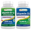 Mejores Naturales Vitamina B12 6000 mcg &amp; Vitamina D3 10000 UI