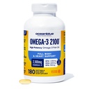 Oceanblue Professional Omega-3 2100 – 180 ct – Triple Strength Burpless Fish Oil Suplemento con EPA de alta potencia, DHA, DPA – Wild-Caught – Orange Flavor (90 Servings)
