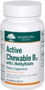Genestra Marcas Active Chewable B12 con L-Methylfolate  durable Chewable Vitamin B12 y Folate Suplemento ← 60 Chewable Tablets latitud natural Cherry Flavor