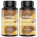 Liposomal Turmeric Curcumin 2200 mg con Black Pepper para la absorción mejorada y soporte conjunto, 60 softgels (2 Botellas)