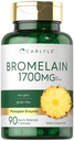 Carlyle Bromelain 1700 mg ← 90 cápsulas ← Pineapple Enzyme Suplemento Silencio No GMO y Gluten Gratis