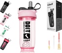 Botellas Litex Shaker para Protein Shakes, 26oz Botella Blender Shaker para Pre-Workout, Copas de Shaker con Straw, Botellas Tritan Mixer sin BPA para Protein Powder, con cepillo de la taza y Instrucciones (Pink)