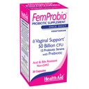 HealthAid FemProbio – Once-Daily Probiotic with Prebiotic Fiber TEN 50 Billion CFU TEN 30 Vegetarian Capsules ANTE Acid " Bile Resistant, Lactose, Gluten " GMO-Free
