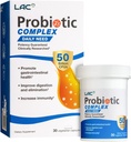 LAC Complejo Probiótico 50 Billones CFUs TENIDO Suplemento Digestivo TENIDO Probióticos activos para restaurar el equilibrio bacteriano intestinal, IBS Soporte (30 cápsulas vegetarianas)