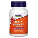 Ahora Alimentos Vitamina K-2 (MK7) Veg cápsulas, 100 mcg, 60 cuenta, paquete de 2