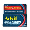 Doble acción Advil Coated Caplets con Acetaminophen, 125mg Ibuprofeno y 250mg Acetaminophen Per Caplet para 8 horas de alivio del dolor - 18 cuenta