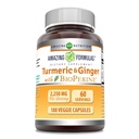 Amazing Formulas Turmeric Curcumin " Ginger with BioPerine 2250 mg Por Serving Veggie Capsules ← Non-GMO TEN Gluten Free TEN Made in USA ← Ideal para Vegetarianos (180 Conde)