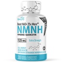 Fusiones de la naturaleza NMNH (NMN Supplement Alternative) (Dihidronicotinamide Mononucleotide) 125mg - 25 Times Más Eficacia que NR & NAD+ - Boost NAD+ por hasta 10 Times - 30 Cuenta (30 Servimientos)