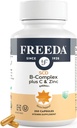 FREEDA Complejo B completo con vitamina C " Zinc – Complejo de vitamina B legal SCD (B1, B2, B3, B6, B12) – 250 cápsulas vegetarianas, adecuado para todos incluyendo seguidores de dieta SCD, soporte diario de salud