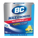 BC MAX Strength Fast Pain Relief Powder, Lemonade Flavor Aspirin 500mg y Acetaminophen 500mg Dissolve Packs, 16 Conde