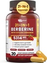Suplemento de bereberina 21-in-1 con canela de Ceillón - 1500mg Fitooma de bereberina orgánica HCL, 5X Absorción superior para metabolismo Apoyo 20 cápsulas