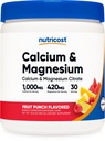 Nutricost Calcium Magnesium Powder (Fruit Punch, 30 Servings) - Bone Support, Non-GMO, Gluten Free (de Calcium Citrate y Magnesium Citrate)