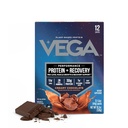 Vega Proteína + Recuperación - 30g Proteína de base vegetal por Serving, Chocolate, 12 x 1.6oz Sachets, 5g BCAAs, Probióticos, NSF certificado, para Shakes & Smoothies, (Packaging May Vary)
