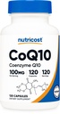 Nutricost CoQ10 100mg, 120 Capsules Vegetarianos, 120 Serviciones - Alta Absorción, Vegetariano, No GMO, Coenzima Q10