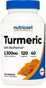 Nutricost Turmeric Curcumin with BioPerine and 95% Curcuminoids, 2300mg, 120 Capsules, Veggie Capsules, 767mg Por Cap, 40 Servings, Gluten Free, Non-GMO