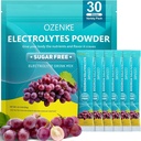 Electrolytes Packets de polvo, 30 Sticks Hydration Packets Sugar Gratis, Electrolyte Drink Mix Portable Electrolyte Packets for Rapid Hydration, 0 Sugar > 0 Calorie, Grape Flavor