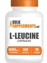 BulkSupplements.com L-Leucine Capsules - Leucine Supplements, Amino Acid Supplement - Gluten Free, 10 cápsulas por Serving (5000mg), 300 Conde (Pack of 1)