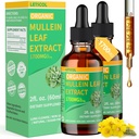 Bombas de Mullein Orgánica para Lung Cleanse, Potente 1700mg Mullein Leaf Extracto para Immune &amp; Respiratory Support, Natural Mullein Supplement Tincture Drops Non-GMO & Vegan, 2 Fl Oz