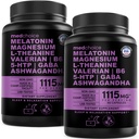12-in-1 Melatonina cápsulas de sueño - Ayudas naturales para el sueño para adultos con Melatonina 5mg y Magnesium Glycinate 500mg, Ayuda para el sueño con Ashwagandha, L Theanine, Valerian Root, GABA, 5-HTP (90ct, Pack de 2)