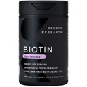 Sports Research® Biotin 2,500mcg con aceite de coco orgánico - Biotina (Vitamin B7) para la piel y el cabello saludables* - para mujeres y hombres - Vegan, No GMO, Gluten &amp; Soy-Free - 120 Veggie Softgels