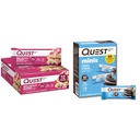 Quest Protein Bares Bundle - White Chocolate Raspberry 12 Cuenta &amp; Cookies 'N Cream Mini 14 Cuenta