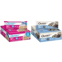 Quest Cake de Cumpleaños &amp; Cookies &amp; Cream Dipped Protein Bares, Alta Proteína, Gluten Gratis, Keto Friendly, 12 Cuenta cada