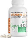 Bronson Vitamina D3 5.000 UI (125 mcg) Certified Organic High Potency Non-GMO Vitamin D Suplemento, 360 Tablets