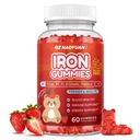 Suplemento de hierro Gummies para niños, niños multivitamínicos con hierro - zinc, vitamina B Complejo, A, C, D, B6, B12, Extracto Turmérico, Biotina para el constructor de sangre y apoyo energético, deficiencia de hierro, Vegan 60 ct