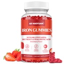 Gummies de hierro para niños - suplemento de hierro Gummies con multivitamínico para constructor de sangre, energía, deficiencia de hierro &amp; anemia - azúcar libre de fresa Vegana 60 ct