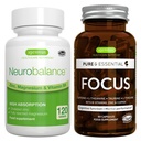 Neurobalance + Focus Brain Booster Vegan Bundle, High Absorption Zinc Magnesium & B6 + Caffeine, Amino Acids & Methylated B-Vitamins, por Igennus