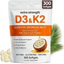 ELVERA Vitamina D3 K2 Magnesium Complex, Extra Strength D3 & K2 con Triple Magnesium Softgels, D3 K2 Vitamin 10000 U Softgels IU(1)