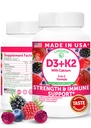 Lunakai EE.UU. hizo vitamina D3 K2 Gummies con calcio – 3-en-1 suplemento diario vegano para bonificación &amp; apoyo inmunológico para mujeres, hombres &amp; niños, 60ct