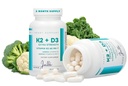 Vitamina K2 + D3 Extra Strength Suplemento - 120 cápsulas con MK-7 para el soporte de salud ósea y corazón - Nutrientes esenciales para la absorción de calcio y la función de inmune