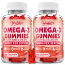 2 Pack Vegan Omega-3 Gummies 1000mg, Omega 3 Fish Oil Alternative for Adults, Plant Based DHA 460mg &amp; EPA 230mg w/Vitamin A, C, E, Strawberry Flavor, 120 Cuenta