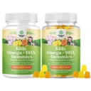 Bundle of Omega DHA Gummies for Kids - Fatty Acids Omega 3 6 9 with Vitamin C for Brain, Immunity & Vision - Nutritional DHA for Healthy Nervous System & Focus Support - Vegetarian &amp; Gluten Free