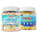 Kids L-Methylfolate Gummies, Active 5-MTHF + Metil B12, Vitamina B6, B2, Choline, Vegan Omega 3 DHA &amp; EPA + Niños Omega 3 Gummies + Calcio 400mg + Vitamina D3 K2 + C, Omega-3 DHA &amp; EPA