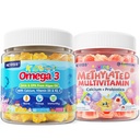 Gummies multivitamínicas para niños con calcio, probióticos + Omega 3 Gummies con vitamina D3 &amp; K2, C, DHA