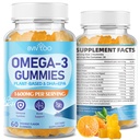 Vegan Omega-3 Gummies - 1600mg con 600mg EPA & 400mg DHA. Fórmula de alta absorción. Delicious Orange Flavor - 60 Gummies