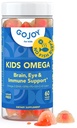 GOJOY Kids Omega 3 DHA Gummies – No Fish Burps, No Sugar – Brain, Eye & Immune Support – Plant-Based Omega-3 de Algae – Vegan, Clean DHA for Toddlers, Children &amp; Kids Ages 3+