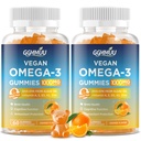2 Pack Vegan Omega 3 Gummies 1000MG Algal Oil Omega 3 Suplemento para adultos con Algae DHA 600mg &amp; EPA 300mg Fish Oil Alternative - para el ojo &amp; Immune Health, Orange Flavor, 120 Cuenta
