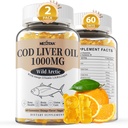 Cod Liver Oil 1000mg Gummies for Adults &amp; Kids, with Vitamin A &amp; D3 - Omega 3 Fish Oil Supplement - DHA 360mg &amp; EPA 240mg for Brain, Bone, Eye &amp; Immune Health, Sugar Free, 120 Count