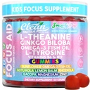 Limpio Nutra Kids Focus Gummies con L-Theanine, Ginkgo Biloba, Omega-3 Fish Oil, L-Tyrosine, Vitamin B6, B12 60 Conde, Clean Label, Non-GMO, Vegan-Friendly SmartyPop Formula for Kids Support