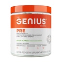 Genius Pre Workout Powder, Sour Apple - All-Natural Nootropic Pre-Workout &amp; Caffeine-Free Nitric Oxide Booster Suplemento con Beta Alanine &amp; Alpha GPC - No Artificial Flavors, Sweeteners, o Dyes