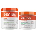 Polvo de entrenamiento Genius Pre, Manzana Sour + Genius Micronized Creatine Post Polvo de entrenamiento
