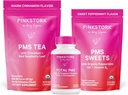 Pink Stork PMS Support Trio: Suplementos de alivio de período, té de canela, + dulces de menstruación, soporte menstrual, kit de primer período, equilibrio hormonal para ciclo menstrual saludable, mujer-producido